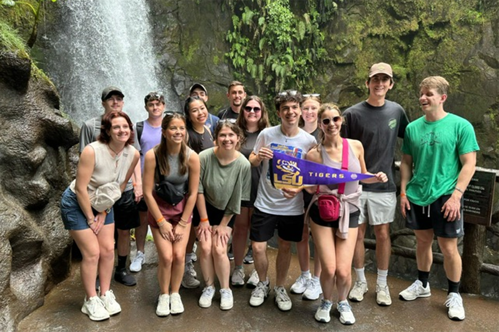 students at La Paz waterfalls