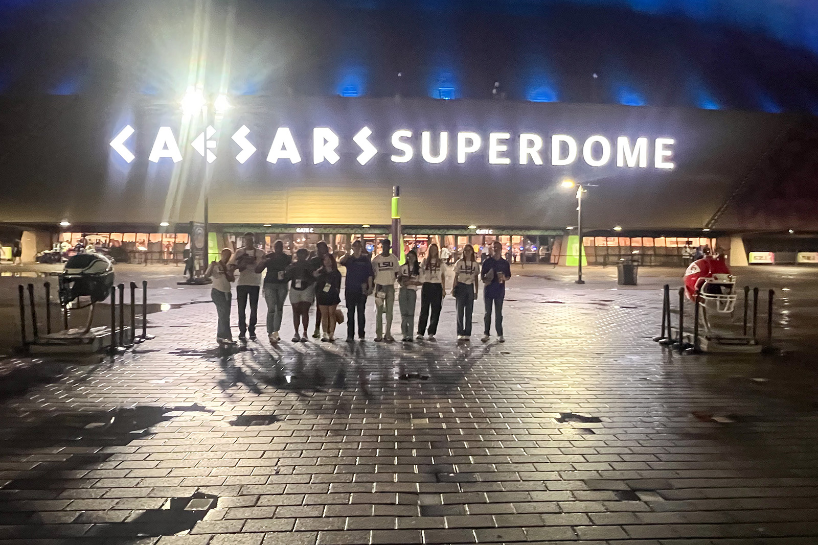 Students outside the Ceasers Super Dome