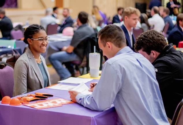 student at career fair