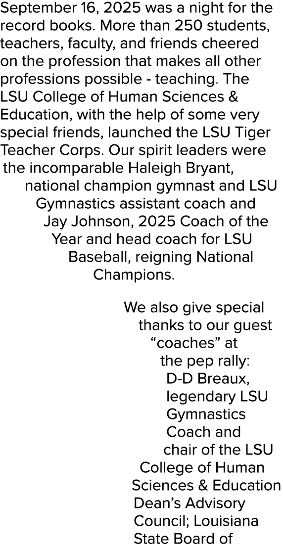 September 16, 2025 was a night for the record books. More than 250 students, teachers, faculty, and friends cheered o...