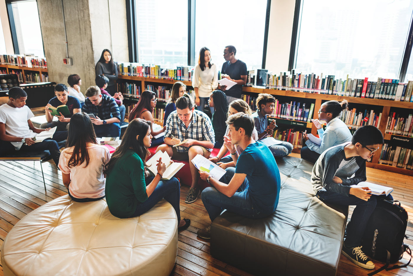 image of students in library