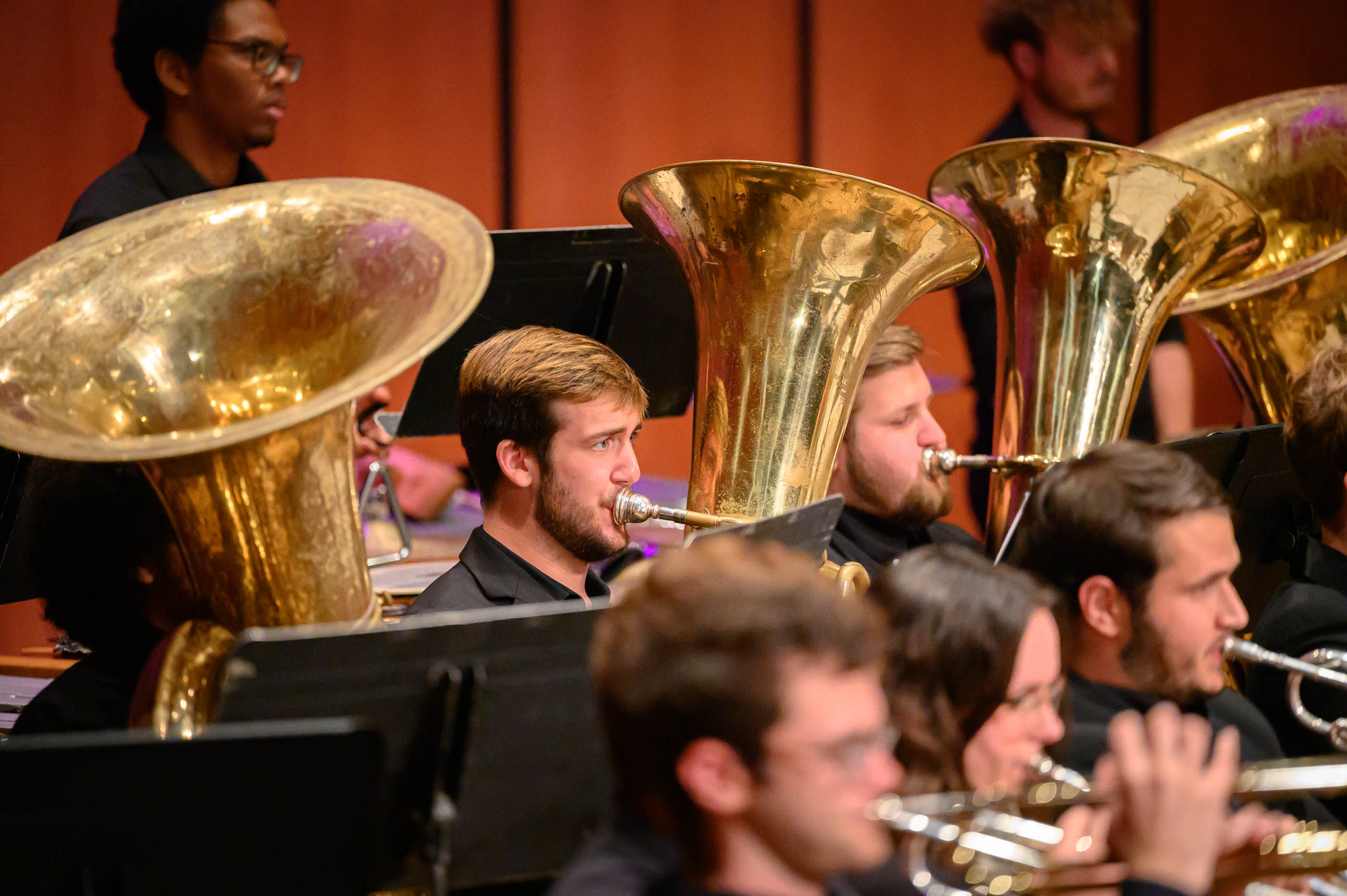 tuba player performing