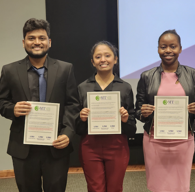 LSU Gradaute students with awards at the LSU 3MT competition