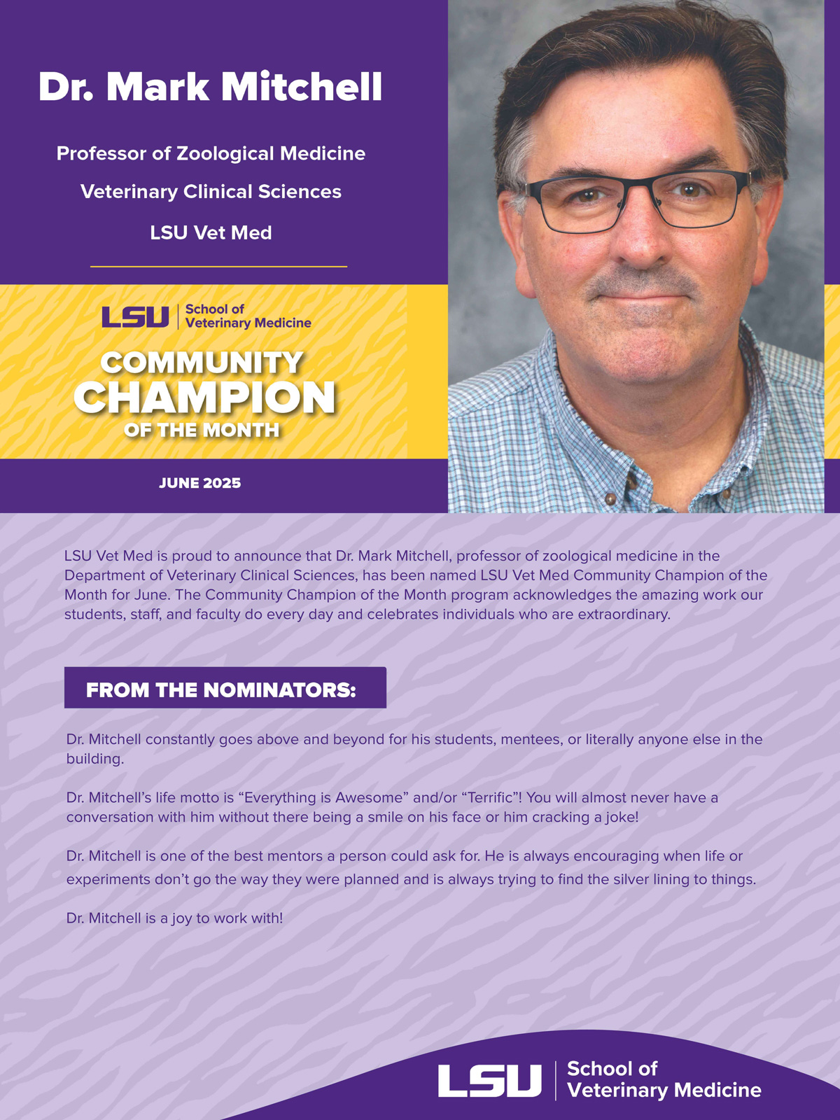 Champion flyer for Dr. Mark Mitchell