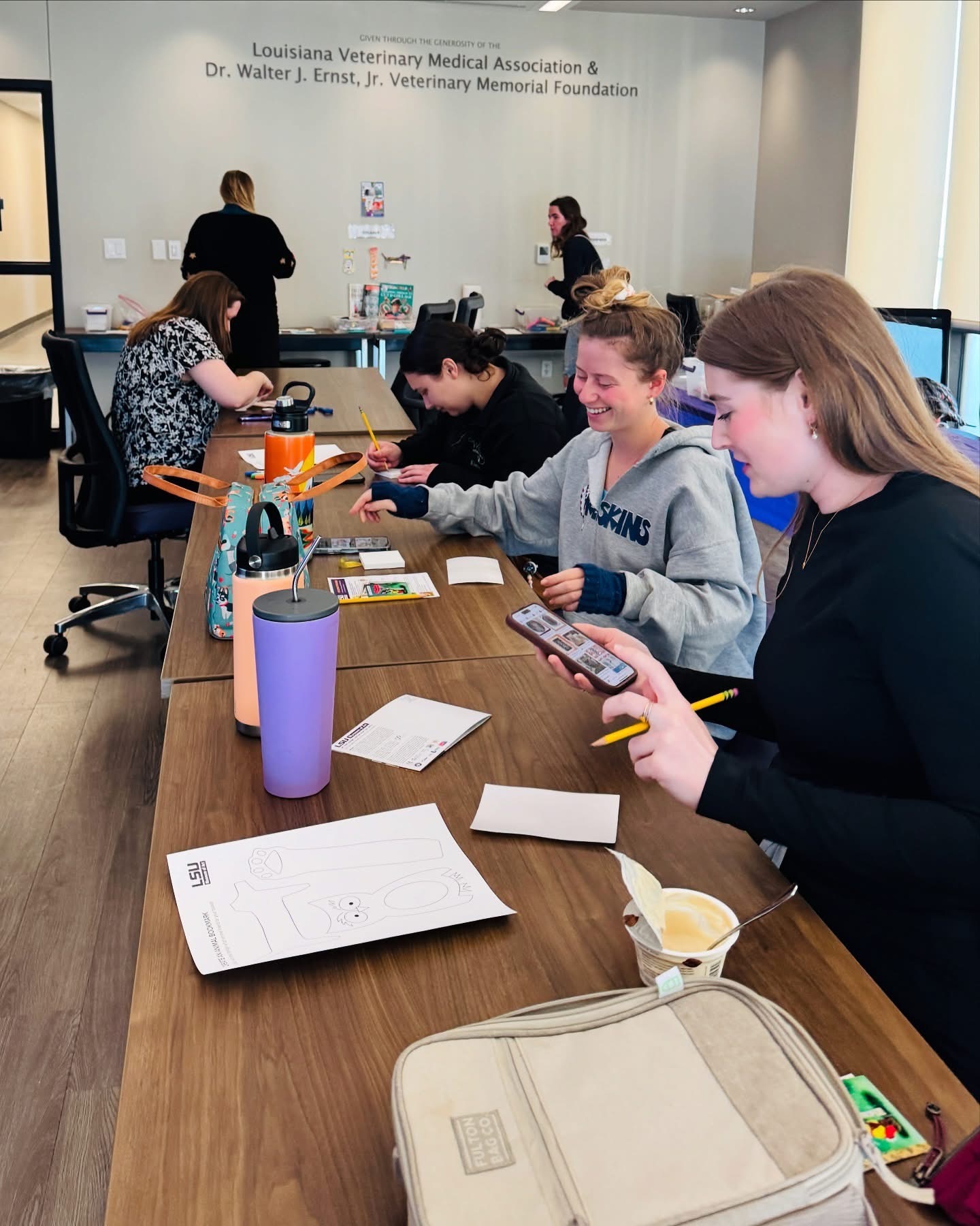 Students working on art projects